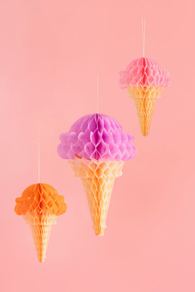 Eis Waben/Seidenpapier Deko (3 Stück)