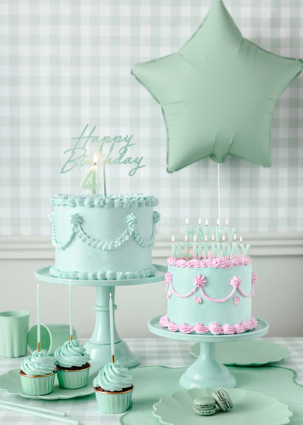 Acryl Kuchentopper ''Happy Birthday'', mintgrün