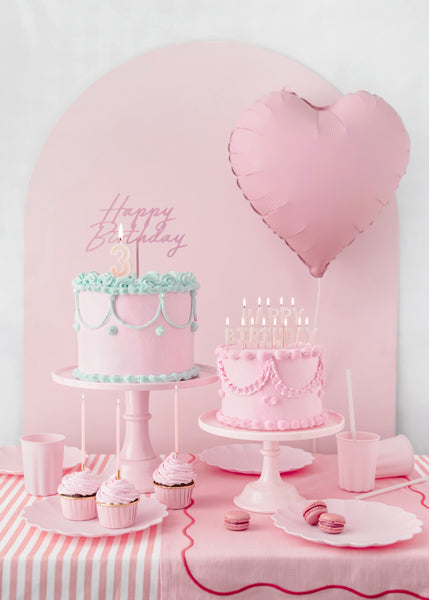 Acryl Kuchentopper ''Happy Birthday'', rosa