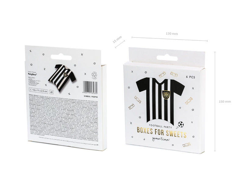 Fußball Gastgeschenk / Mitgebsel Tüten, Fußballtrikot Schachteln (6 Stück)