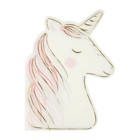 Stilvolle Einhorn Servietten in zarten Pastellfarben.