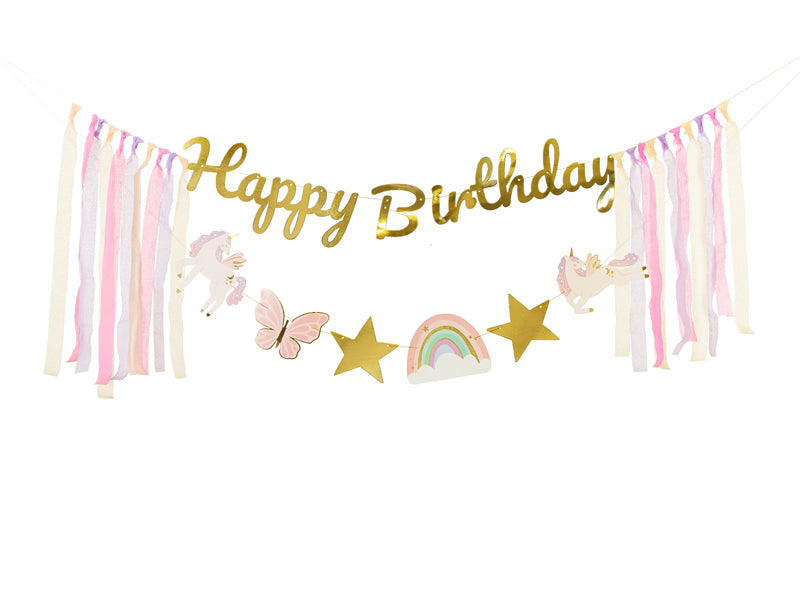 Einhorn Girlande "Happy Birthday"