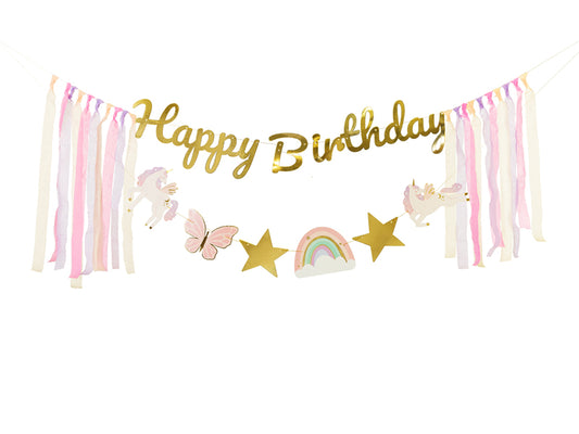 Einhorn Girlande "Happy Birthday"