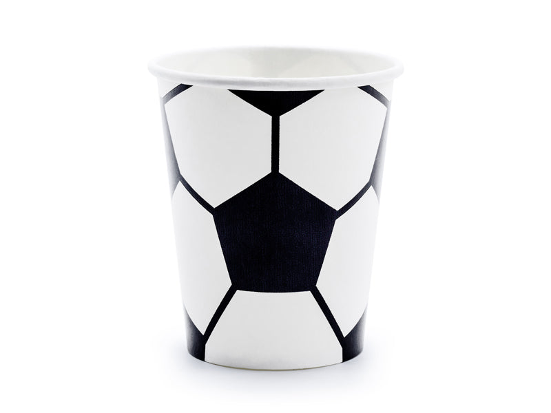 Fußball Becher schwarz/weiss (6 Stück)