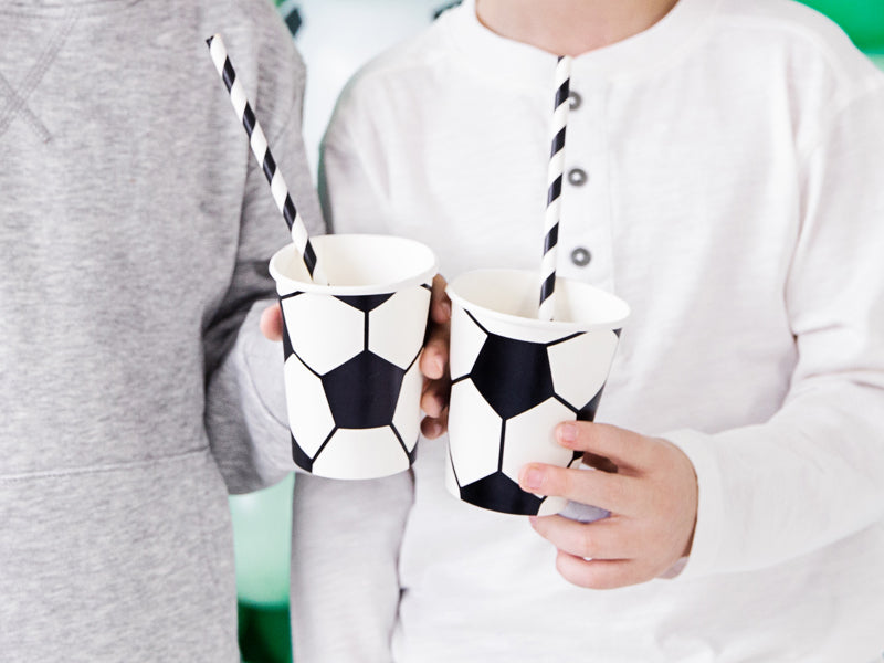 Fußball Becher schwarz/weiss (6 Stück)