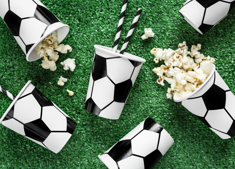 Fußball Becher schwarz/weiss (6 Stück)