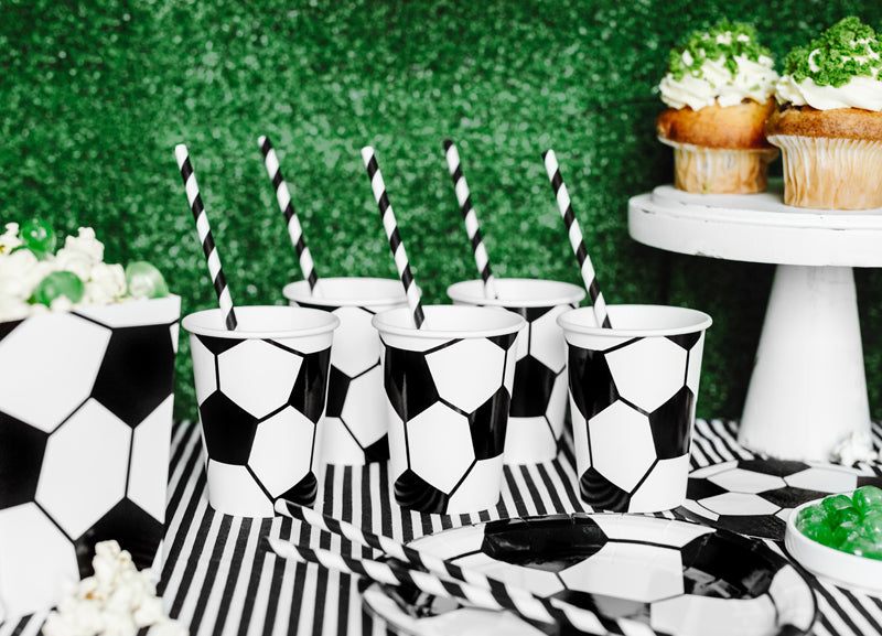 Fußball Becher schwarz/weiss (6 Stück)
