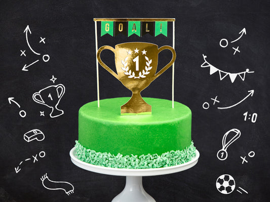 Fußball Cake Topper / Kuchendeko (Fußballtor und Pokal)