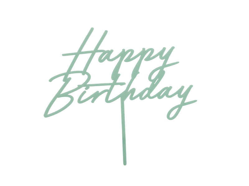 Acryl Kuchentopper ''Happy Birthday'', mintgrün