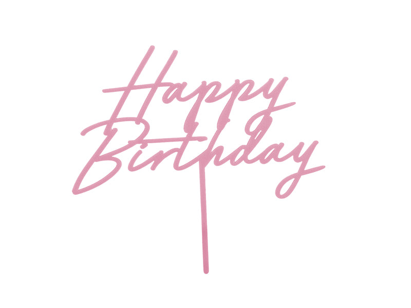 Acryl Kuchentopper ''Happy Birthday'', rosa