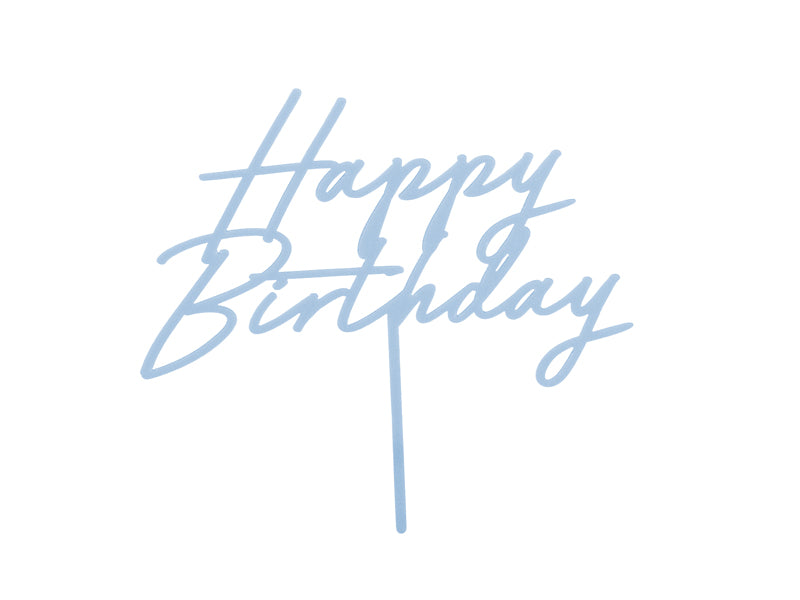 Acryl Kuchentopper ''Happy Birthday'', hellblau