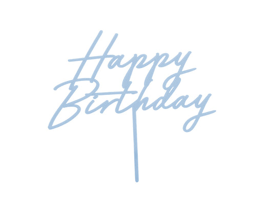 Acryl Kuchentopper ''Happy Birthday'', hellblau