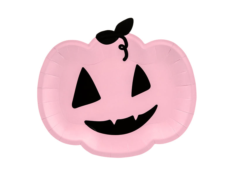 Kürbis Halloween Teller, rosa (6 Stück)