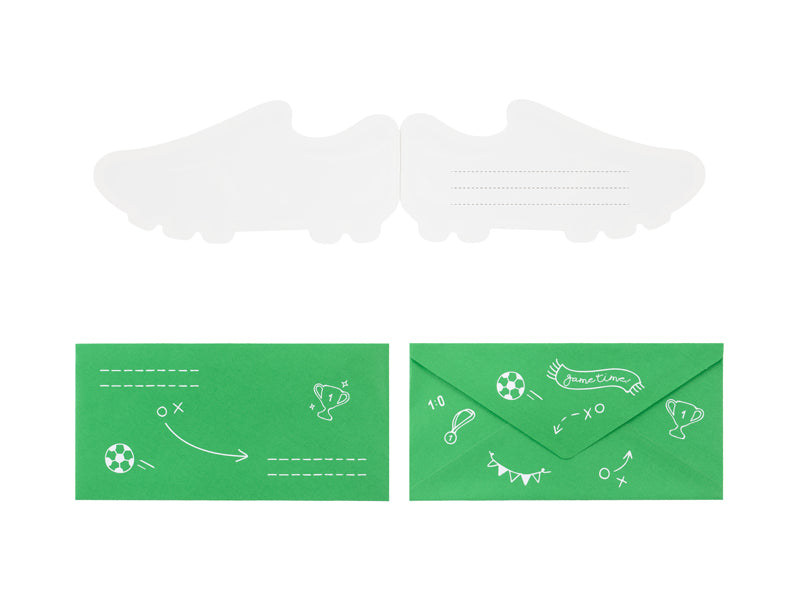 Fußball Einladungskarten / Fußballschuh Design (6 Einladungen mit Umschlägen)