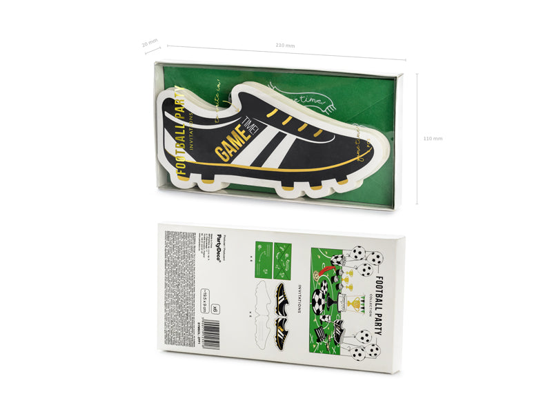 Fußball Einladungskarten / Fußballschuh Design (6 Einladungen mit Umschlägen)