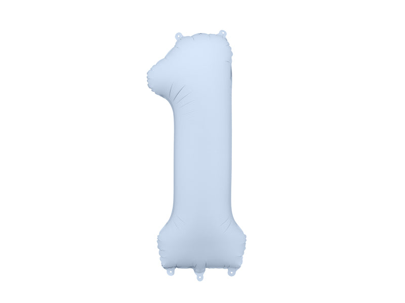 Folienballon Zahl hellblau matt (86cm)