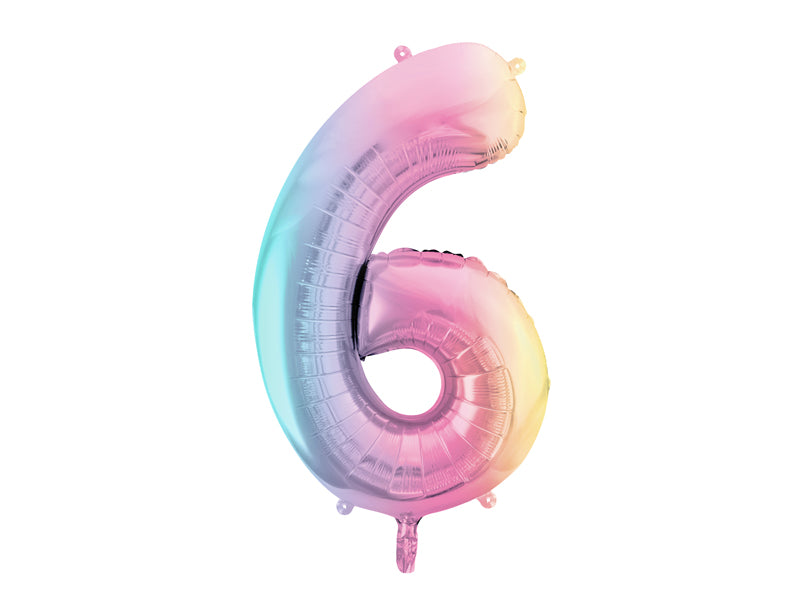 Folienballon Zahl Regenbogen (86cm) x4Kids