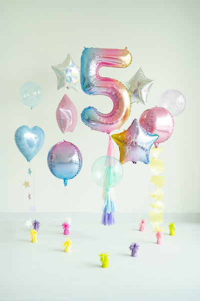 Folienballon Zahl Regenbogen (86cm) x4Kids