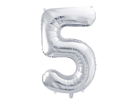 Folienballon Zahl silber (86cm) x4Kids