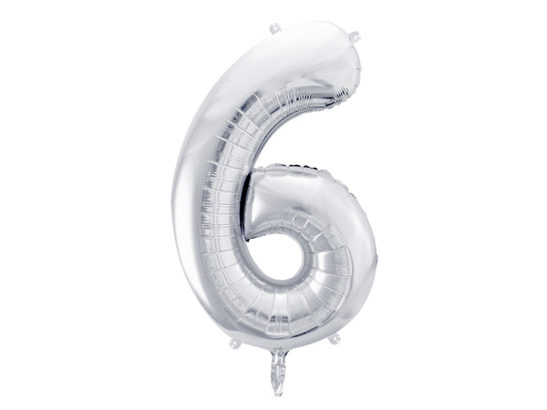 Folienballon Zahl silber (86cm) x4Kids