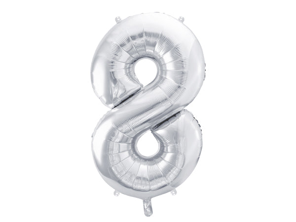 Folienballon Zahl silber (86cm) x4Kids