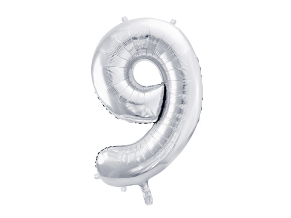 Folienballon Zahl silber (86cm) x4Kids