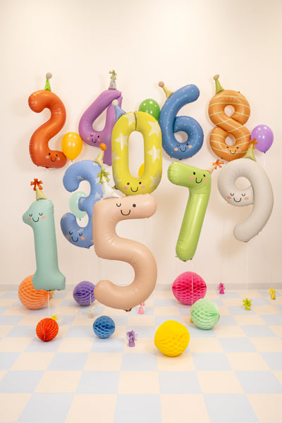 Folienballon bunt Zahl Partyhütchen (86cm) x4Kids