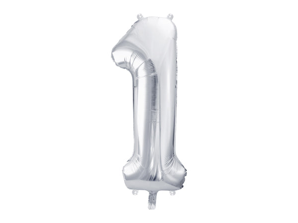 Folienballon Zahl silber (86cm) x4Kids